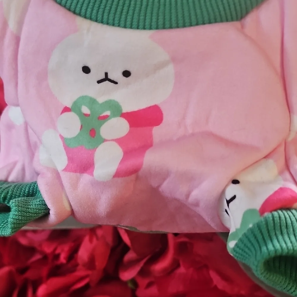 Pink and Green Dog Sweater with Bunny Design Fleece Lined Size Xsmall